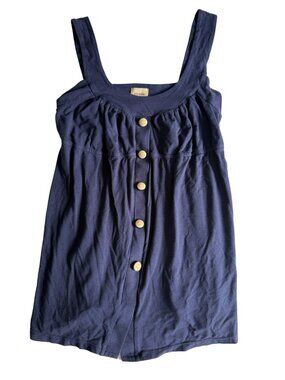Ella Moss Navy Blue Button Front Tank Top Size M
